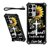 DIGTIALL Case for Samsung Galaxy S25 Ultra 6.9" with Wrist Strap & Hidden Stand Kickstand Women Men Dual Layer Heavy Duty Shockproof Protective Cover for Samsung S25 Ultra,Bible Verse Sunflower