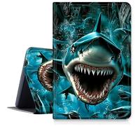 DIGTIALL Case for Samsung Galaxy Tab S9 Plus/S9 FE Plus 12.4inch/S10 Plus,Ultra Slim PU Leather Smart Cover with Multi-Angle Viewing Stand,Auto Sleep/Wake Protective Folio Shell,an Angry Shark