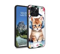 DIGTIALL Cat Listen Music Case for iPhone 15 Pro Max 6.7", Slim Soft TPU Silicone Protective Cover, Anti-Slip Grip & Shockproof Design for iPhone 15 Pro Max 6.7"