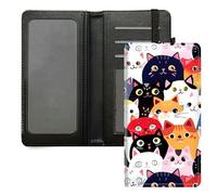 DIGTIALL Checkbook Cover for Men Women,PU Leather Check Book Holder Wallet with RFID Blocking Function and Elastic Strap, Color Cats