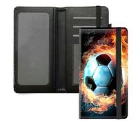 DIGTIALL Checkbook Cover for Men Women,PU Leather Check Book Holder Wallet with RFID Blocking Function and Elastic Strap, Fire Football