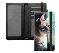 DIGTIALL Checkbook Cover for Men Women PU Leather Checkbook Holder Wallet with RFID Blocking Function and Elastic Band, cat window