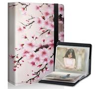 DIGTIALL Cherry Blossom Small Photo Album 5x7 PU Leather Cover Photo Albums with Elastic Band 120 Photos Inner Pockets for Family Anniversary Wedding Baby Pets