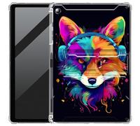 DIGTIALL Clear Back Case for Samsung Galaxy Tab A8 10.5 Inch 2022 Model (SM-X200/X205/X207) with Pencil Holder,Ultra-Thin Transparent Soft TPU Stand Protection Cover,Fox Listen Music
