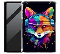 DIGTIALL Clear Back Case for Samsung Galaxy Tab A9 8.7 Inch 2023 Model (SM-X110/X115/X117) with Pencil Holder,Ultra-Thin Transparent Soft TPU Stand Protection Cover,Fox Listen Music