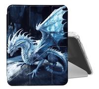 DIGTIALL Clear Case for iPad 10.2 Case 2021 2020 2019/iPad Air 10.5/iPad Pro 10.5 with Pencil Holder Folding Y Shape Stand Designed Cover,Auto Wake/Sleep,Blue Dragon with Wings