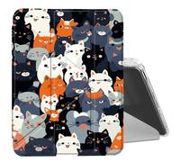 DIGTIALL Clear Case for iPad 10.2 Case 2021 2020 2019/iPad Air 10.5/iPad Pro 10.5 with Pencil Holder Folding Y Shape Stand Designed Cover,Auto Wake/Sleep,Many Cats