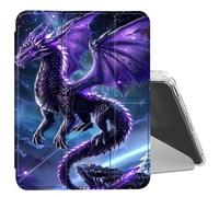 DIGTIALL Clear Case for iPad 10.2 Case 2021 2020 2019/iPad Air 10.5/iPad Pro 10.5 with Pencil Holder Folding Y Shape Stand Designed Cover,Auto Wake/Sleep,Dragon with Purple Wings