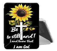 DIGTIALL Clear Case for iPad 10.2 Case 2021 2020 2019/iPad Air 10.5/iPad Pro 10.5 with Pencil Holder Folding Y Shape Stand Designed Cover,Auto Wake/Sleep,Bible Verse Sunflower