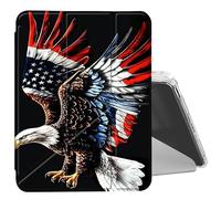 DIGTIALL Clear Case for iPad 10.2 Case 2021 2020 2019/iPad Air 10.5/iPad Pro 10.5 with Pencil Holder Folding Y Shape Stand Designed Cover,Auto Wake/Sleep,Bald Eagle with American Flag