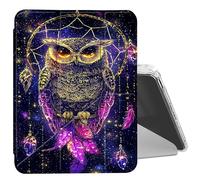 DIGTIALL Clear Case for iPad 10.2 Case 2021 2020 2019/iPad Air 10.5/iPad Pro 10.5 with Pencil Holder Folding Y Shape Stand Designed Cover,Auto Wake/Sleep,Cute Owl Dream Catcher