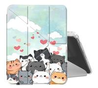 DIGTIALL Clear Case for iPad 10.2 Case 2021 2020 2019/iPad Air 10.5/iPad Pro 10.5 with Pencil Holder Folding Y Shape Stand Designed Cover,Auto Wake/Sleep,Cute Cartoon Cats and Dogs