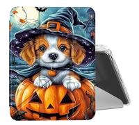 DIGTIALL Clear Case for iPad (A16) 11th Generation 11" 2025/iPad 10th Generation 10.9" 2022 with Pencil Holder Folding Y Shape Stand Designed Cover,Auto Wake/Sleep,Dog Wearing Witch Hat Pumpkin