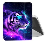 DIGTIALL Clear Case for iPad (A16) 11th Generation 11" 2025/iPad 10th Generation 10.9" 2022 with Pencil Holder Folding Y Shape Stand Designed Cover,Auto Wake/Sleep,Tiger in Galaxy