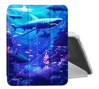 DIGTIALL Clear Case for iPad (A16) 11th Generation 11" 2025/iPad 10th Generation 10.9" 2022 with Pencil Holder Folding Y Shape Stand Designed Cover,Auto Wake/Sleep,Sharks