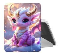 DIGTIALL Clear Case for iPad Air 11 2024/2025/Air 4th 5th 10.9"/iPad Pro 11 2022/2021/2020/2019/2018 with Pencil Holder Folding Y Shape Stand Designed Cover,Auto Wake/Sleep,Cute Dragon Baby