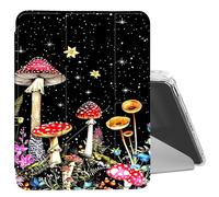 DIGTIALL Clear Case for iPad mini 7 A17 Pro 2024/ iPad mini 6 2021 8.3 Inch with Pencil Holder Folding Y Shape Stand Designed Cover,Auto Wake/Sleep,Mushrooms Flowers and Ferns