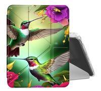 DIGTIALL Clear Case for iPad mini 7 A17 Pro 2024/ iPad mini 6 2021 8.3 Inch with Pencil Holder Folding Y Shape Stand Designed Cover,Auto Wake/Sleep,Humming Bird Flower