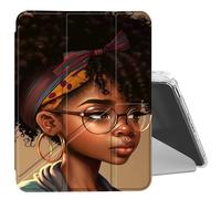 DIGTIALL Clear Case for iPad mini 7 A17 Pro 2024/ iPad mini 6 2021 8.3 Inch with Pencil Holder Folding Y Shape Stand Designed Cover,Auto Wake/Sleep,African Black Woman
