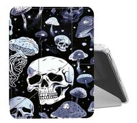 DIGTIALL Clear Case for iPad mini 7 A17 Pro 2024/ iPad mini 6 2021 8.3 Inch with Pencil Holder Folding Y Shape Stand Designed Cover,Auto Wake/Sleep,Skull Mushrooms