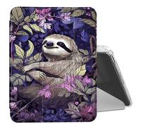 DIGTIALL Clear Case for iPad mini 7 A17 Pro 2024/ iPad mini 6 2021 8.3 Inch with Pencil Holder Folding Y Shape Stand Designed Cover,Auto Wake/Sleep,White Sloth