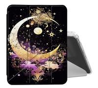 DIGTIALL Clear Case for iPad Pro 11 Inch Case M4(2024, 5th Generation) with Pencil Holder Folding Y Shape Stand Designed Cover,Auto Wake/Sleep,Tars and Moon