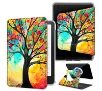 DIGTIALL Colorful Trees Case for 7" Kindle Paperwhite 12th Gen 2024 & Colorsoft 2025/2024 with Hand Strap,Magnetic Detachable 360 Rotating Cover,Clear Back Auto Sleep/Wake Shell