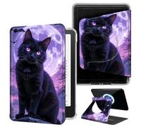 DIGTIALL Dark Wind Halloween Black Cat Case for 6" All-New Kindle 10th Gen 2019, 360 Rotating Magnetic Detachable Cover with Hand Strap, Clear Back Auto Sleep/Wake Smart E-Reader Shell