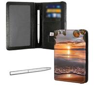 DIGTIALL Family Passport & Vaccine Card Holder PU Leather Organizer with Multiple Pockets (4.13x5.59 Inch) - RFID Blocking & Elastic Band for Secure Travel Storage, Sunset Beach The Sunset