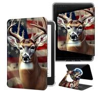 DIGTIALL Flag Deers Case for 7" Kindle Paperwhite 12th Gen 2024 & Colorsoft 2025/2024 with Hand Strap,Magnetic Detachable 360 Rotating Cover,Clear Back Auto Sleep/Wake Shell