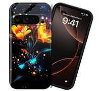 DIGTIALL for Google Pixel 9 Pro XL 6.73" Phone Case Hard PC Shell Full Protection Shockproof Protective Cover for Pixel 9 Pro XL,Flowers with Glowing Fireflies