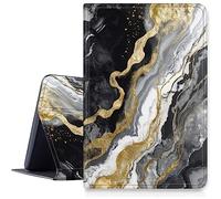 DIGTIALL for iPad (A16) 11th Generation 11 Inch 2025/10th Generation 10.9 Inch 2022, Slim PU Leather Folding Stand Protective Cover Case with Auto Sleep/Wake,Black Gold Marble