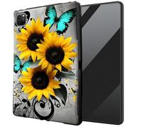 DIGTIALL for iPad Air 13 inch M3 2025 & 2024 M2 /iPad Pro 12.9 Inch 2022/2021/2020 TPU Case - Ultra-Thin Protective Cover Shockproof Protection Cover,Sunflowers Blue Butterflies