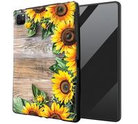 DIGTIALL for iPad Air 13 inch M3 2025 & 2024 M2 /iPad Pro 12.9 Inch 2022/2021/2020 TPU Case - Ultra-Thin Protective Cover Shockproof Protection Cover,Sunflowers On Wooden