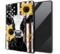 DIGTIALL for iPad Air 13 inch M3 2025 & 2024 M2 /iPad Pro 12.9 Inch 2022/2021/2020 TPU Case - Ultra-Thin Protective Cover Shockproof Protection Cover,Flag Cow Sunflowers