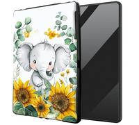 DIGTIALL for Kindle 10th Generation 6" and Signature Edition 2019 Released TPU Case - Ultra-Thin Protective Cover Shockproof Protection Cover,Baby Elephant Sunflower