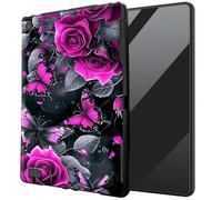 DIGTIALL for Kindle Fire HD 7 5th 7th 9th Generation (2015 2017 2019 Release) TPU Case - Ultra-Thin Protective Cover Shockproof Protection Cover,Roses and Butterflies