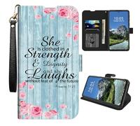 DIGTIALL for Moto E 2020 Wallet Case with Wrist Strap PU Leather Flip Magnetic Shockproof Kickstand Protective Cover with Credit Card Holder for Motorola E 2020-Bible Provers 31-25