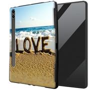 DIGTIALL for Samsung Galaxy Tab S8 Plus 2022/S7 FE 2021/S7 Plus 2020 12.4-Inch TPU Case - Ultra-Thin Protective Cover Shockproof Protection Cover,Word Love On The Beach
