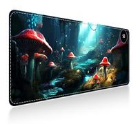 DIGTIALL Heated Mouse Pad,Warm Desk Pad, Heated Desk Mat, 23.62 x 14.17 inch PU Leather Warmer Keyboard Mat with 3 Levels Heating and Auto Shut-Off for Home Office,Fantasy Forest Mushrooms Flowers