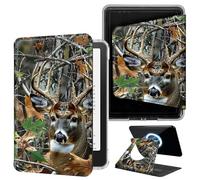 DIGTIALL Hunting Camouflage Deer Case for 6" Kindle 11th Gen 2022/2024, 360 Rotating Magnetic Detachable Cover with Hand Strap, Clear Back Auto Sleep/Wake Smart E-Reader Shell