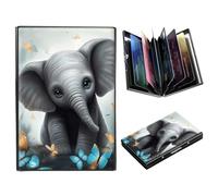 DIGTIALL Metal Wallet-RFID Blocking Credit Card Holder for Women & Men Mini Slim Aluminum Wallet ID Case Hard Business Card Holder Case, Elephant Blue Flowery
