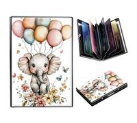 DIGTIALL Metal Wallet-RFID Blocking Credit Card Holder for Women & Men Mini Slim Aluminum Wallet ID Case Hard Business Card Holder Case, Cute Baby Elephant Balloon