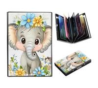 DIGTIALL Metal Wallet-RFID Blocking Credit Card Holder for Women & Men Mini Slim Aluminum Wallet ID Case Hard Business Card Holder Case, Flower Elephant, Medium