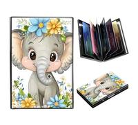 DIGTIALL Metal Wallet-RFID Blocking Credit Card Holder for Women & Men Mini Slim Aluminum Wallet ID Case Hard Business Card Holder Case, Elephant With Flower