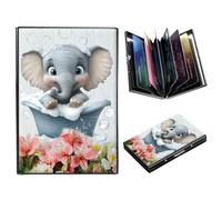 DIGTIALL Metal Wallet-RFID Blocking Credit Card Holder for Women & Men Mini Slim Aluminum Wallet ID Case Hard Business Card Holder Case, Playful Baby Elephant