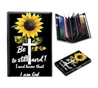 DIGTIALL Metal Wallet-RFID Blocking Credit Card Holder for Women & Men Mini Slim Aluminum Wallet ID Case Hard Business Card Holder Case, Bible Verse Sunflower