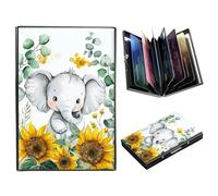 DIGTIALL Metal Wallet-RFID Blocking Credit Card Holder for Women & Men Mini Slim Aluminum Wallet ID Case Hard Business Card Holder Case, Baby Elephant Sunflower
