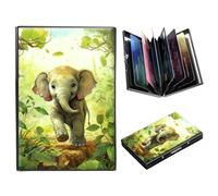 DIGTIALL Metal Wallet-RFID Blocking Credit Card Holder for Women & Men Mini Slim Aluminum Wallet ID Case Hard Business Card Holder Case, Baby Elephant