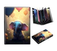 DIGTIALL Metal Wallet-RFID Blocking Credit Card Holder for Women & Men Mini Slim Aluminum Wallet ID Case Hard Business Card Holder Case, Cute Elephant